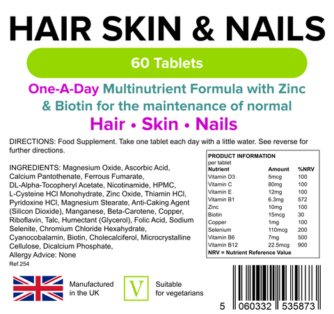 Pele de cabelo e unhas um por dia 60 comprimidos - vitaminas autênticas