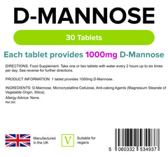 Compresse D-mannosio da 1000 mg (pacchetto da 30)