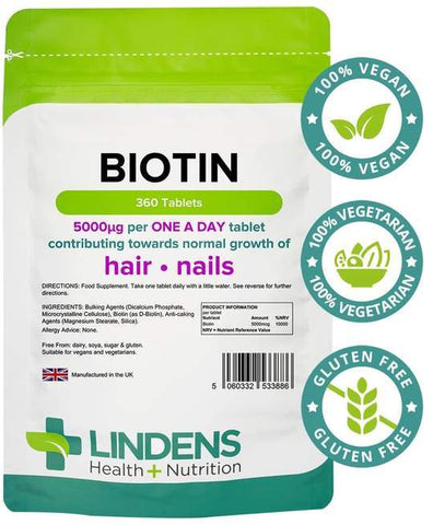 Comprimidos de biotina 5,0mg (360 pacote) - vitaminas autênticas