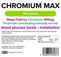 Chromium Max 1000mcg tablets (360 pack) - Authentic Vitamins
