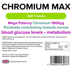 Compresse di cromo max da 1000 mcg (360 pacchetto) - vitamine autentiche
