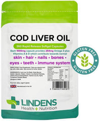 Cod Liver Oil 1000mg Capsules (360 pack) - Authentic Vitamins