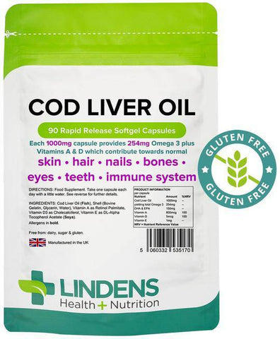 Cápsulas de 1000 mg de óleo de fígado de bacalhau (90 pacote) - vitaminas autênticas