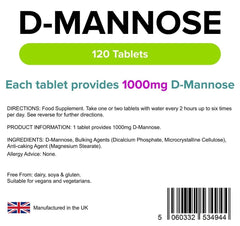 Compresse D -mannosio da 1000 mg (120 pacchetto) - vitamine autentiche