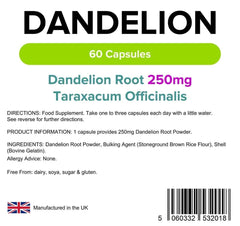 Dandelion 250mg Capsules (60 pack) - Authentic Vitamins