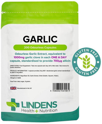 Cápsulas inodoráveis de 1000mg de alho (200 pacote) - vitaminas autênticas