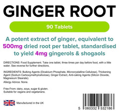 Ginger Root 500mg 90 Tablets - Authentic Vitamins