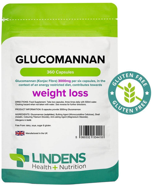 Glucomannan (fibra konjac) Capsule da 500 mg (360 pacchetto) - vitamine autentiche