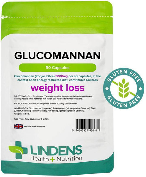 Glucomannan (fibra di konjac) capsule da 500 mg (90 pacchetto) - vitamine autentiche