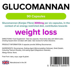 Glucomannan (fibra di konjac) capsule da 500 mg (90 pacchetto) - vitamine autentiche