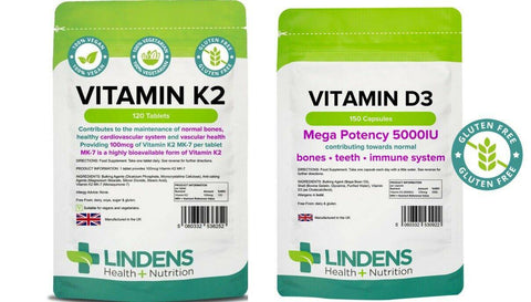 K2 MK -7 120 compresse 100mcg & d3 5000iu 150 Capsule Twin Pack - Vitamine autentiche