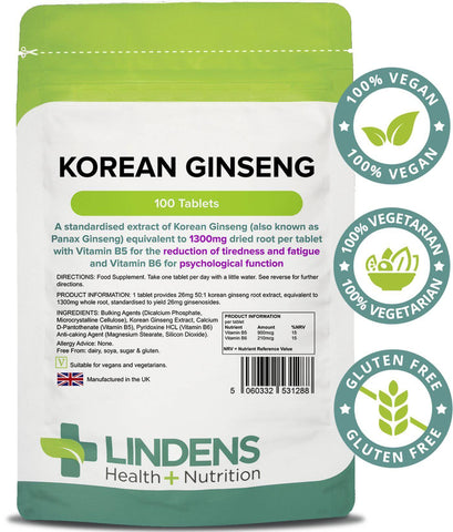 Korean Ginseng 1300mg Tablets (100 pack) - Authentic Vitamins