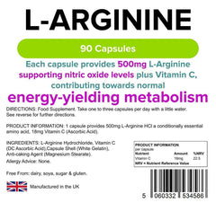 Capsules de L-arginine 500 mg (pack 90) - vitamines authentiques