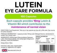 Cápsulas de luteína 10mg (extrato de craquedol) (100 pacote) - vitaminas autênticas