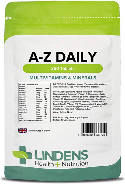 Tabletas diarias de multivitamina A a Z (paquete 360) - Vitaminas auténticas