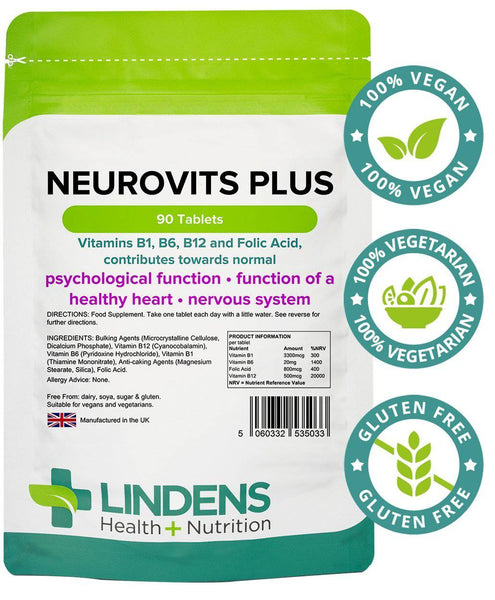 Neurovits Plus (B12 500mg + B1, B6, acido folico) compresse (90 pacchetto) - vitamine autentiche