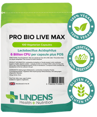 Pro Bio Live Max 6 milliards CFU 100 Capsules de légumes - Vitamines authentiques