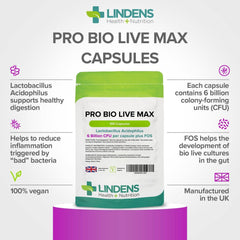Pro Bio Live Max 6 milliards CFU 100 Capsules de légumes - Vitamines authentiques