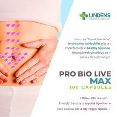 Pro Bio Live Max 6 milliards CFU 100 Capsules de légumes - Vitamines authentiques