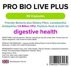 Pro Bio Live Plus (+dietary fibre) 90 Capsules - Authentic Vitamins