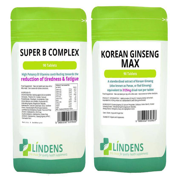 Super B Complex-Korean Ginseng Max (90 days') Combo (90+90 pack) - Authentic Vitamins