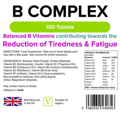 Complexes complexes de vitamine B (100 pack) - vitamines authentiques