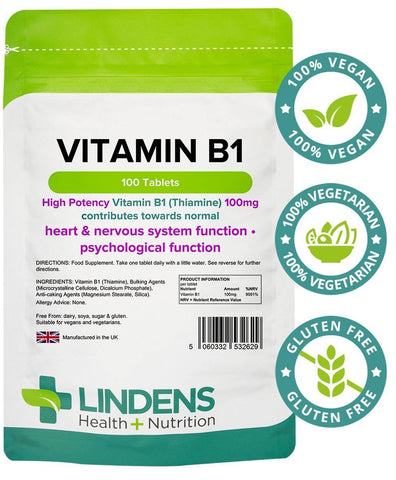 Comprimidos de vitamina B1 100mg (100 pacote) - vitaminas autênticas