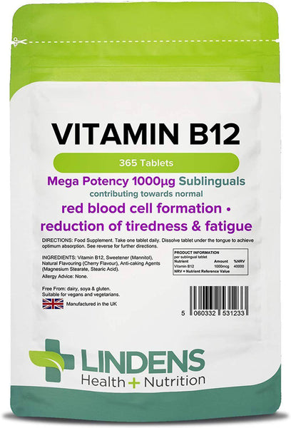 Vitamine B12 1000mcg comprimés sublinguaux (pack 365) - vitamines authentiques