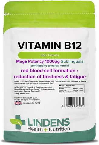 Vitamina B12 1000mcg comprimidos sublinguais (365 pacote) - vitaminas autênticas