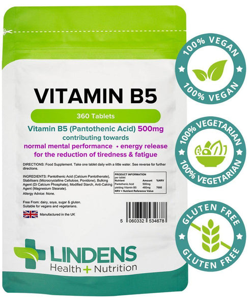 Vitamine B5 500 mg comprimés (pack 360) - vitamines authentiques