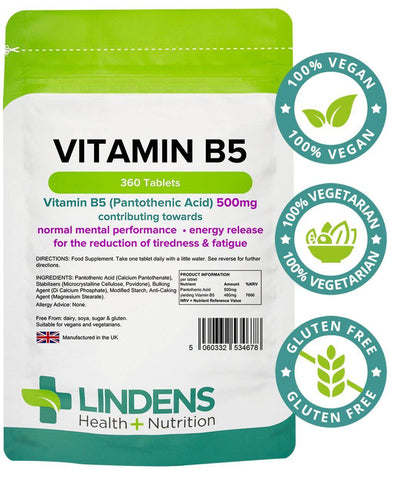 Vitamin B5 500mg Tablets (360 pack) - Authentic Vitamins