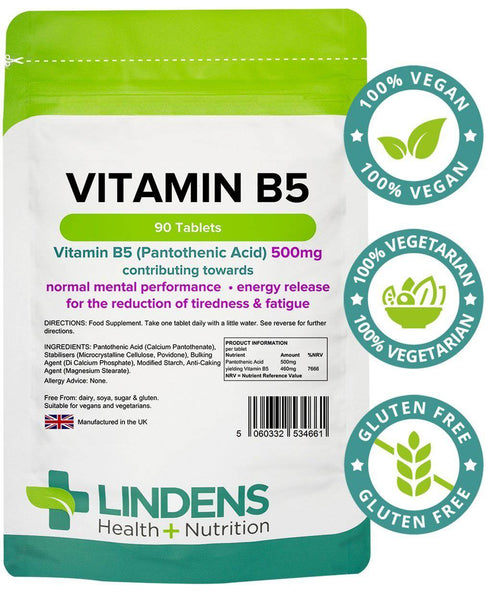 Vitamine B5 500 mg comprimés (90 pack) - vitamines authentiques