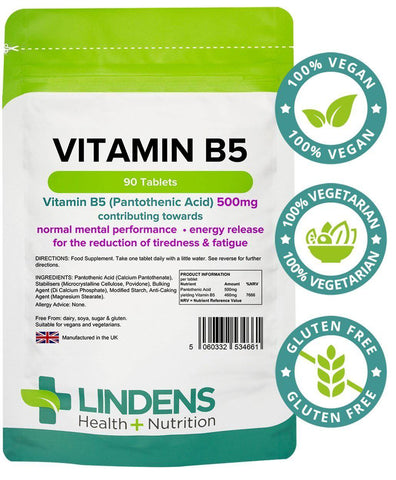Comprimidos de vitamina B5 500mg (90 pacote) - vitaminas autênticas