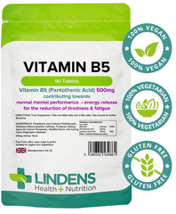 Vitamine B5 500 mg comprimés (90 pack) - vitamines authentiques