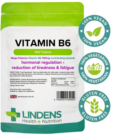 Comprimidos de vitamina B6 100mg (100 pacote) - vitaminas autênticas
