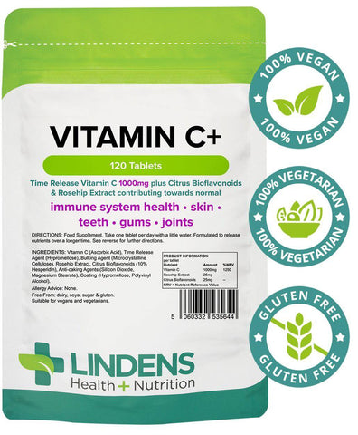 Vitamina C 1000mg (liberação cronometrada) comprimidos +bioflavonóides (120 pacote) - vitaminas autênticas