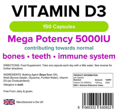 Vitamin D3 5000 IU Capsules (150 pack) - Authentic Vitamins