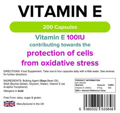 Capsule di vitamina E 100iu (200 pacchetti) - vitamine autentiche