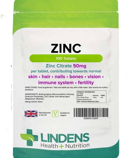 Compresse di citrato di zinco da 50 mg (100 pacchetti) - vitamine autentiche