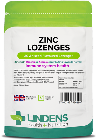 Lindens Zinc Aniseed Lozenges with Acerola - Immune System Health - Authentic Vitamins