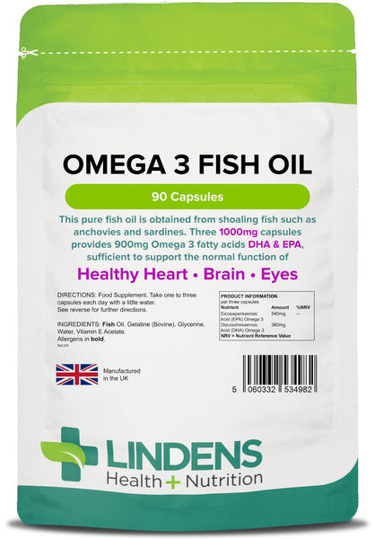 Omega 3 Fish Oil (30% DHA-EPA) 1000mg capsules (90 pack)