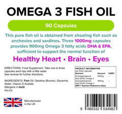 Omega 3 Fish Oil (30% DHA-EPA) 1000mg capsules (90 pack)