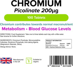 Lindens Chromium 500mcg Picolinate 100 Tablets - Authentic Vitamins
