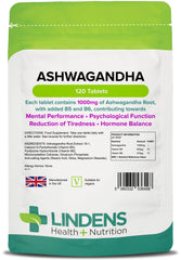 Lindens Ashwagandha 1000mg Tablets | 120 Pack | Added Vitamin B5 & Vitamin B6 - Authentic Vitamins