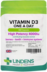 Vitamin D3 4000IU High Strength 360 Soft Gel Capsules, Immune Health Lindens - Authentic Vitamins