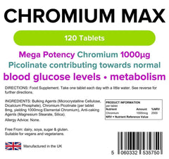 Chromium Max 1000mcg tablets (120 pack) - Authentic Vitamins