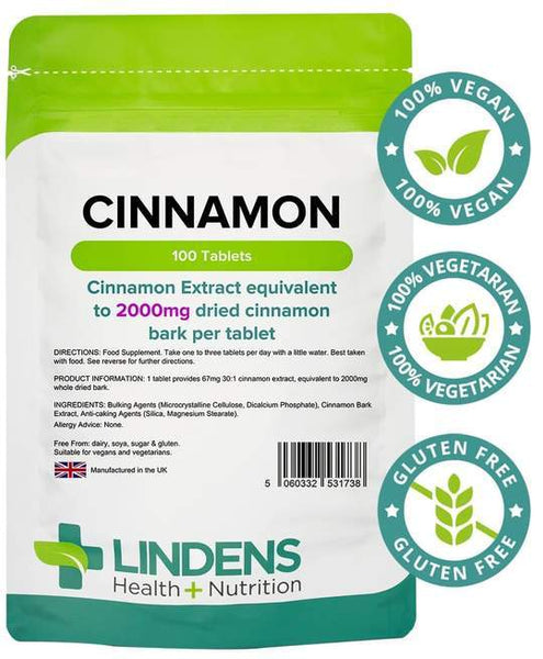 Cinnamon 2000mg Tablets (100 pack) - Authentic Vitamins