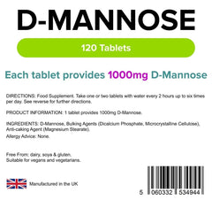 D-Mannose 1000mg Tablets (120 pack) - Authentic Vitamins