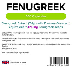 Fenugreek 610mg Capsules (100 pack) - Authentic Vitamins