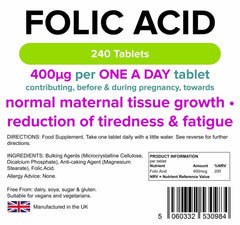 Folic Acid 400mcg Tablets (240 pack) - Authentic Vitamins